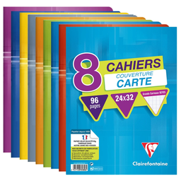 CLAIREFONTAINE Cahier Piqué 240x320 96 pages Seyès 90g, le lot de 8 cahiers