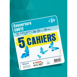 CARREFOUR Cadernos 24x32cm Quadriculados 96 páginas o lote de 5 cadernos