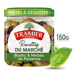 TRAMIER Olives Recettes du Marché Marinade Basilic & Herbes de Provence 150 g