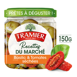 TRAMIER Azeitonas verdes com tomates secos e manjericão 150 g