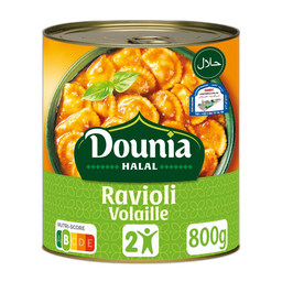 DOUNIA HALAL Ravioli volaille à la sauce tomate cuisinée halal 800g