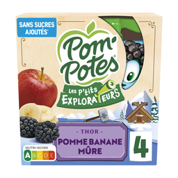 POM'POTES Les P'tits Explorateurs Thor Apple Banana Blackberry Compote 4x90g