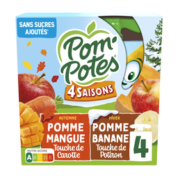 POM'POTES Fruit & Vegetable Pouches 4 Seasons Carrot Pumpkin 4x90g