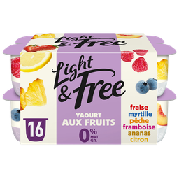 DANONE Yaourts aux fruits allégé 0%mg LIGHT&FREE 16x125 g