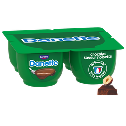 DANETTE Danone Crème dessert chocolat saveur noisette les 125 g