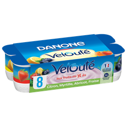 Danone Velouté Yaourt Brassé Aux Fruits Mixés Citron Myrtille Abricot Fraise 8X125G