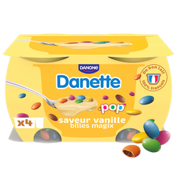 DANETTE POP Crème dessert vanille billes magix 4x120 g