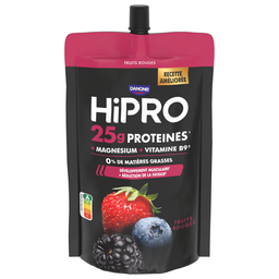 HIPRO Yaourt à boire protéiné aux fruits rouges 0% MG en gourde 202g