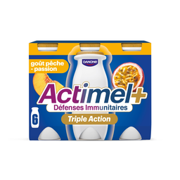 ACTIMEL Yaourt boire triple action pêche passion 6x100 g