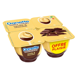 DANETTE Dessert lacté aromatisé vanille chocolat 4x125 g