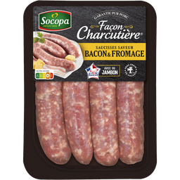 SOCOPA Saucisses saveur bacon et fromage 400 g