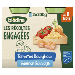 BLEDINA Plat bébé dès 8 mois Tomates Boulghour Saumon Les Récoltes Engagées