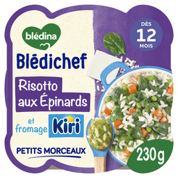 BLÉDINA Plat bébé du soir dès 12 mois Risotto aux Épinards Blédichef