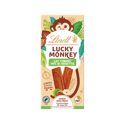 LINDT Lucky Monkey Milk Chocolate with Hazelnut Paste 100 g