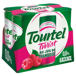TOURTEL Bière Twist sans alcool 0.0% aromatisée framboise boîtes 6x33cl