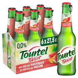 TOURTEL TWIST Boisson aromatisée 0.0% à base de bière sans alcool et au jus de pastèque et notes de melon 6x27.5 cl
