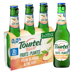 TOURTEL TWIST Bière aromatisée pêche blanche thé vert sans alcool 0,0° 3x27,5 cl