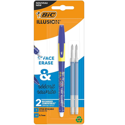 BIC Caneta de Gel Apagável Gel-ocity Illusion Ponta Média 0,7mm Azul, Blister de 1 + 2 Recargas