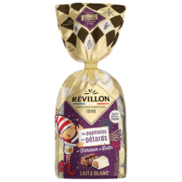 REVILLON CHOCOLATIER Papillotes chocolat lait et blanc lutin farceur REVILLON300g