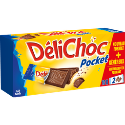 DELICHOC Biscuits pocket au chocolat au lait 250 g