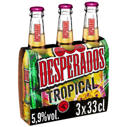 DESPERADOS Bière au rhum fr.passion cit.trop.DESPERADOS 5,9° 3X33cl