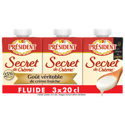 PRESIDENT Crème UHT fluide Secret de Crème 25% MG