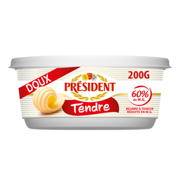 PRESIDENT Beurre Tendre Doux à Teneur Réduite en MG 60% MG
