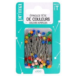 PRIMA Epingles tête de couleur 100 épingles