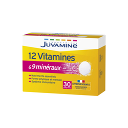JUVAMINE Comprimidos efervescentes 12 vitaminas y 9 minerales sabor tropical 30 comprimidos