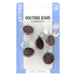PRIMA Bouton jeans cuivre 5 boutons