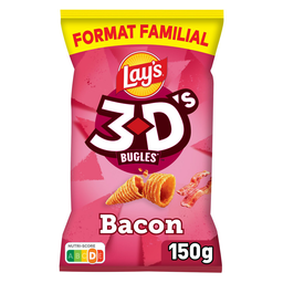 LAY'S Biscuits soufflés 3D's bugles goût bacon format familial 150 g