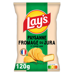 LAY'S Chips paysannes saveur fromage du jura et poivre noir 120 g