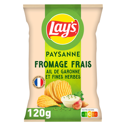 LAY'S Chips Recette Paysanne saveur Fromage frais Ail de Garonne et Fines herbes 120 g