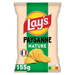 LAY'S Chips ondulées recette paysanne nature 155 g