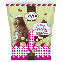 CEMOI Poule Vichy chocolate con leche y huevos de praliné 154 g