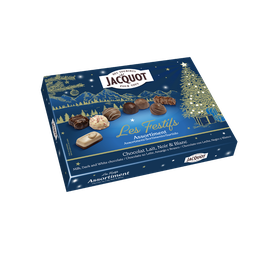 JACQUOT Les Festifs assortiment de bonbons de chocolat au lait, noir et blanc 222 g