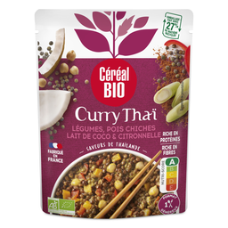 CEREAL BIO Curry Thaï légumes pois chiches lait de coco et citronnelle express 1 portion 240 g