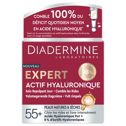 DIADERMINE Crème Jour Anti-rides Repulpant Visage Hydratant Lissant Beurre Karité et Cacao Expert Actif Hyaluronique 50 ml