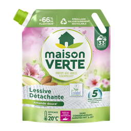 MAISON VERTE Lessive liquide Peaux sensibles Amande douce détachante MAISON VERTE