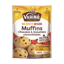 VAHINE Préparation pour muffins au chocolat et noisettes caramélisées 12 muffins 330g
