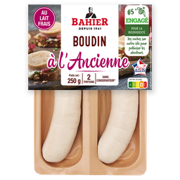 BAHIER Boudin blanc à l'ancienne à la crème d'Isigny 2x110g