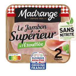 MADRANGE Jambon supérieur l'étouffée sans couenne, sans nitrite 2 tranches 80