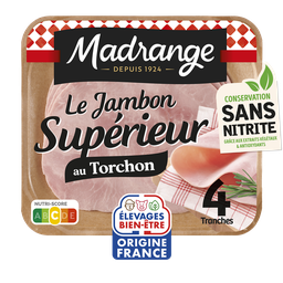MADRANGE Le Jambon supérieur au torchon sans couenne sans nitrite 4 tranches 160