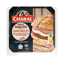 CHARAL Le Burger de Caractère pain céréales camembert bacon fumé 180 g