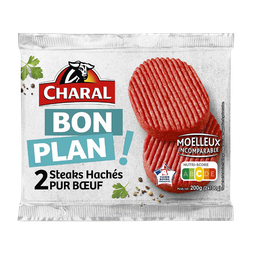 CHARAL Steak haché pur boeuf Bon Plan 18%MG 2x100 g