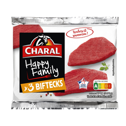 CHARAL Viande Bovine Bifteck Happy Family 3x90 g