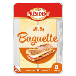 PRESIDENT Tranche de gouda Baguette 8 tranches 120g