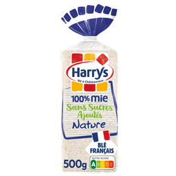 HARRYS Pain de mie 100% mie nature sans croûte sans sucres ajoutés sans additifs