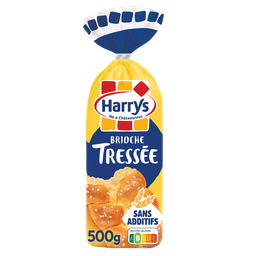HARRYS Brioche tréssée nature au sucre perlé sans additifs