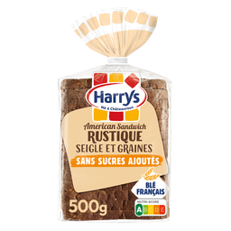 HARRYS Pain de mie rustique seigle et graines sans sucre ajoutés 500g
